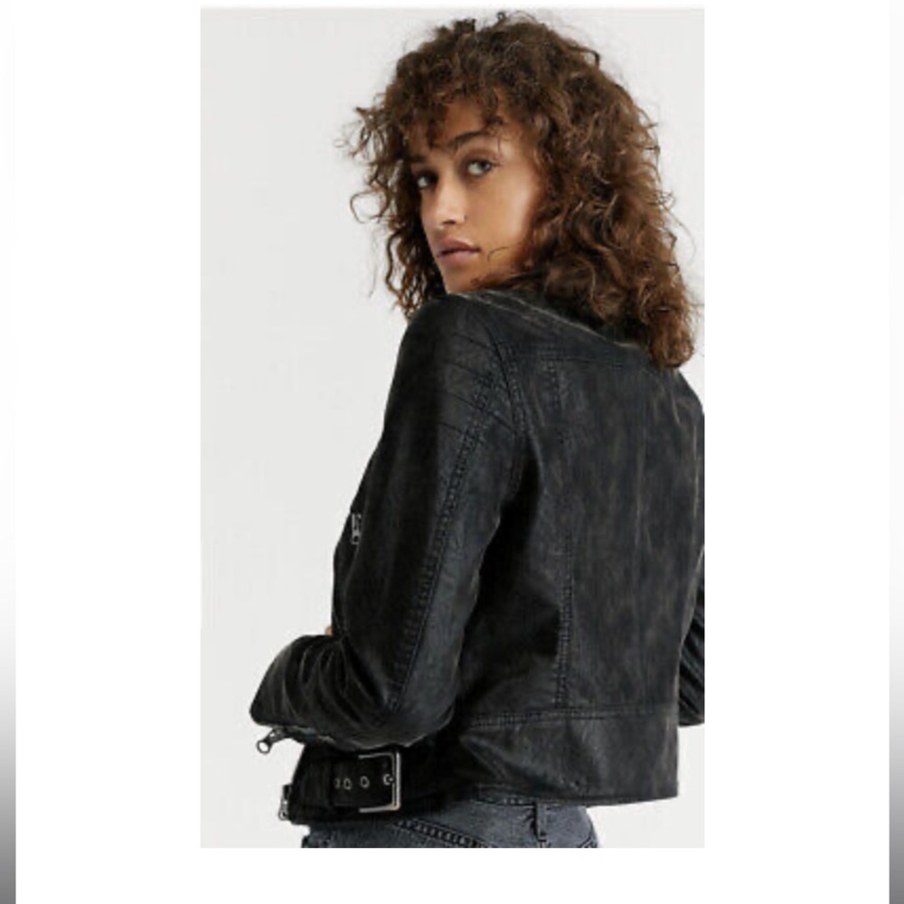 We The People Fenix Vegan Leather Moto Biker Jacket Black